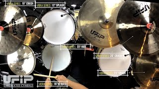 Video thumbnail for Soundcheck and Showcase - UFiP VIBRA SERIES Splash, Hi-Hats, Crashes, and Ride Cymbal. by Bryan Macaranas