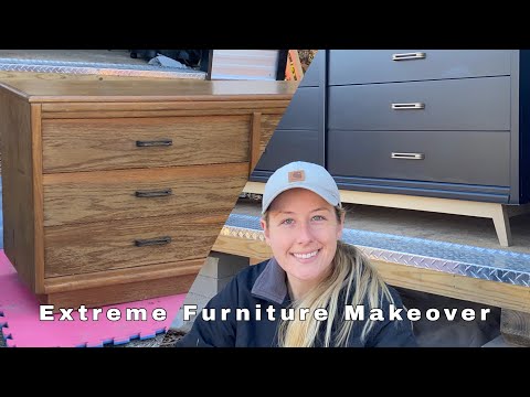 How to Build an ANGLED Mid-Century Modern Dresser Base / Furniture Flip