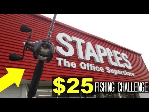 $25 Staples Fishing Challenge!! (Surprising!)