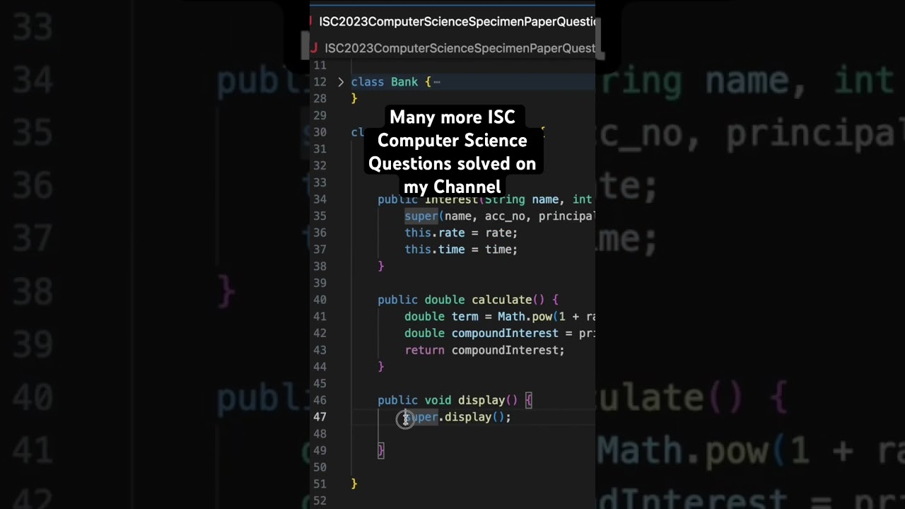Class 12 Computer Science Boards Java solutions #class12 #iscboard #java #javaprogramming #javaclass