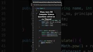 Class 12 Computer Science Boards Java solutions #class12 #iscboard #java #javaprogramming #javaclass
