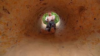 Build WaterSlide To Swimming Pools And DUGOUT House Underground Fireplace