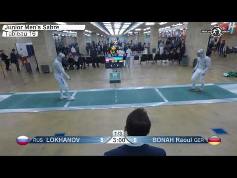 FE M S Individual Juniors Plovdiv BUL ZC Europe 2017 T16 04 green LOKHANOV RUS vs BONAH GER