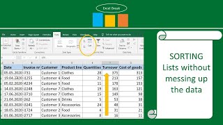 Sorting Lists without messing up the data in Excel