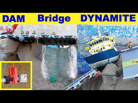LEGO DAM Breach BRIDGE Demolition with DYNAMITE and Construction Site - Ep 12