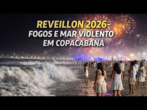REVEILLON 2026 – FOGOS E MAR VIOLENTO EM COPACABANA
