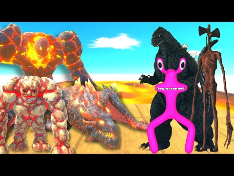 LAVA TRIO VS 6X MONSTERS IN LAVA BRIDGE - ANIMAL REVOLT BATTLE SIMULATOR