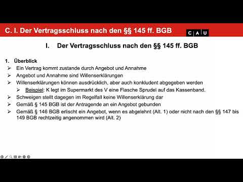 BGB AT – Folge 04 (Vertragsschluss nach den §§ 145 ff. BGB)