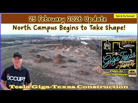 North Campus, Cortex 2 Temp Cooling & SE Road Extension Work! 25 Feb 2026 Giga Texas Update(07:05AM)