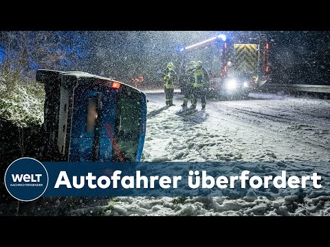 WINTERCHAOS: Hunderte Unfälle - Plötzlicher Schneefall bringt Autofahrer in Not