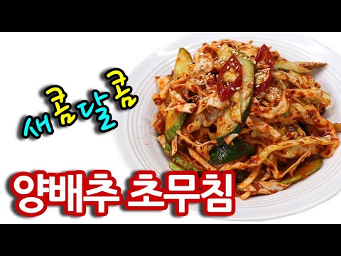 , title : '초간단 양배추 초무침 맛과 식감까지 끝내줘요 korean food recipes #270'