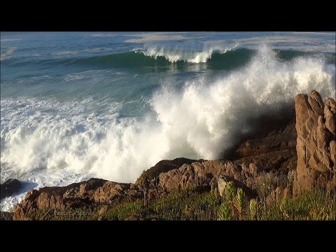 60min ocean waves crashing into rocky shore - sounds of the ocean in stereo - HD