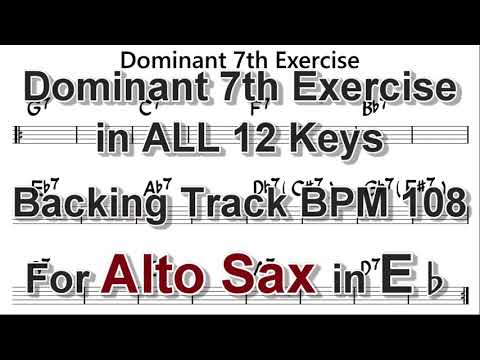 Dominant 7th Exercise - Backing Track for Alto Sax, BPM 108