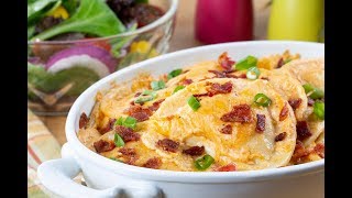 Cheesy Bacon Pierogi Bake