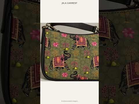 Handmade Olive Green Elephant Print Shoulder Bag – JALA GARMENT video 4