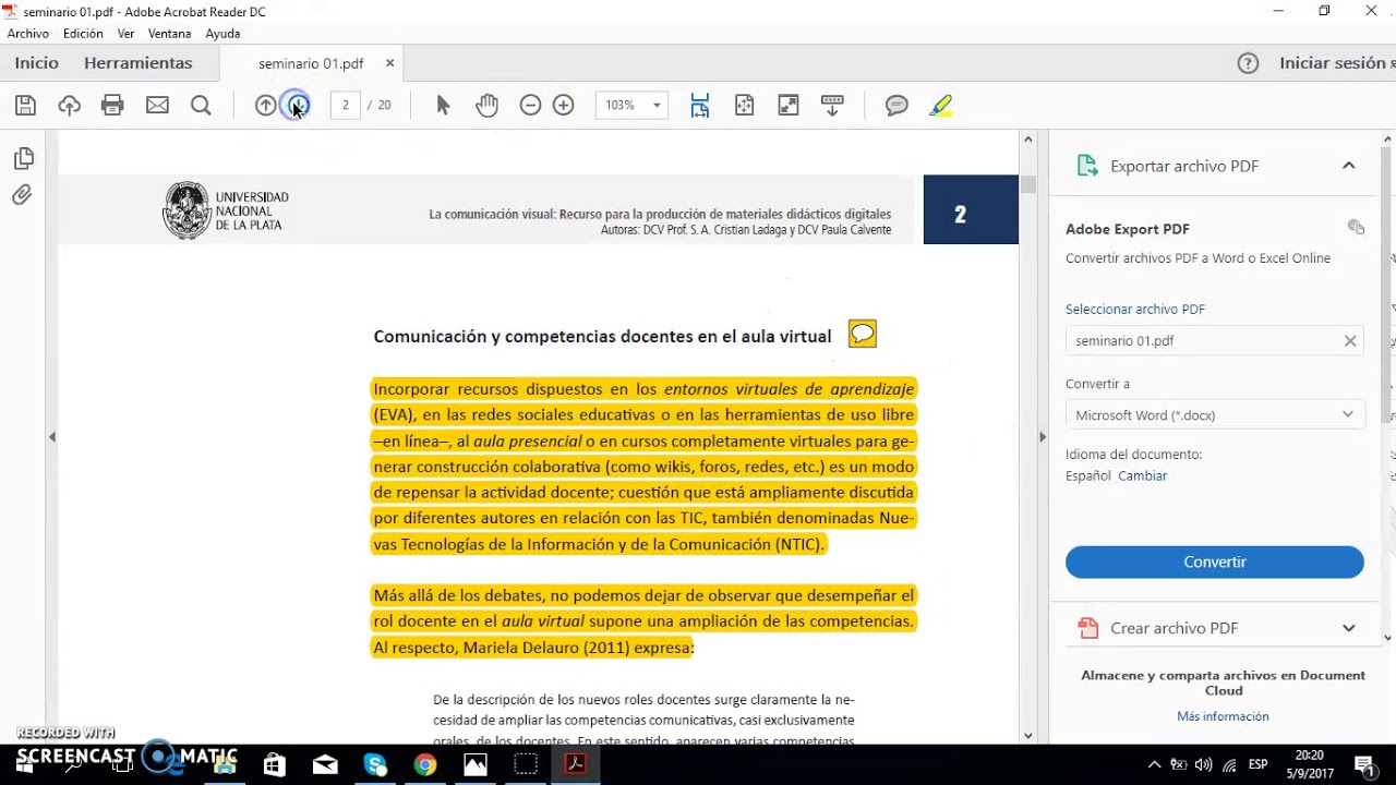 TUTORIAL, PDF COMO HERRAMIENTA DE LECTURA Y ESTUDIO