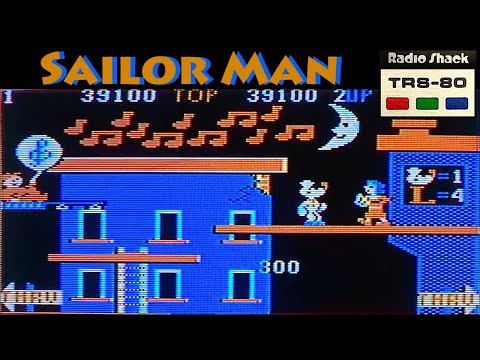 #septandy  Sailor Man by Chris Latham for the Tandy TRS-80 Color Computer 1984 on a CRT TV