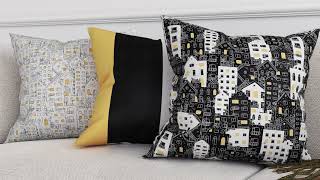 Декоративная подушка «939401» серебристый, серый/черный — видео о товаре