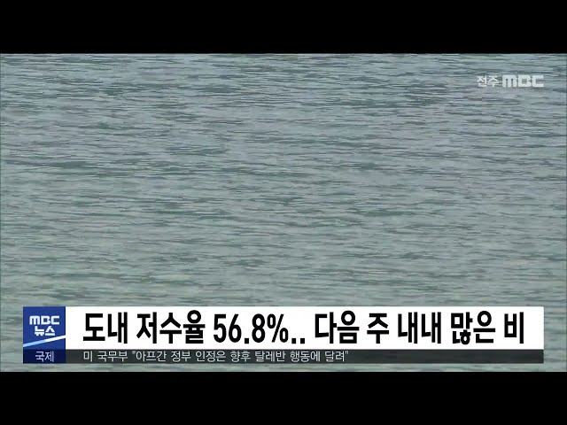 도내 저수율 56.8%.. 다음주 내내 많은 비