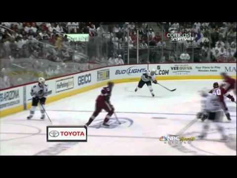 Brandon Bollig 1st NHL goal. Chicago Blackhawks vs Phoenix Coyotes 4/14/12 NHL Hockey