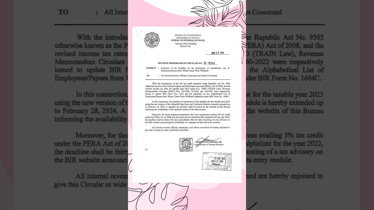 Revenue Memorandum Circular No. 16- 2024