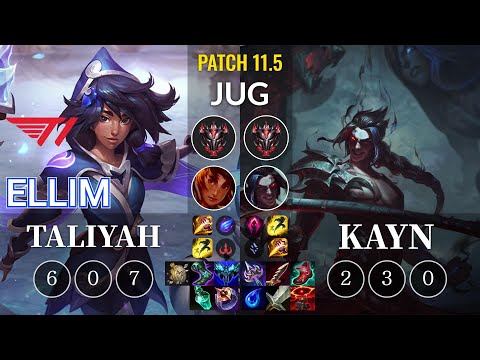 T1 Ellim Taliyah vs Kayn Jungle - KR Patch 11.5
