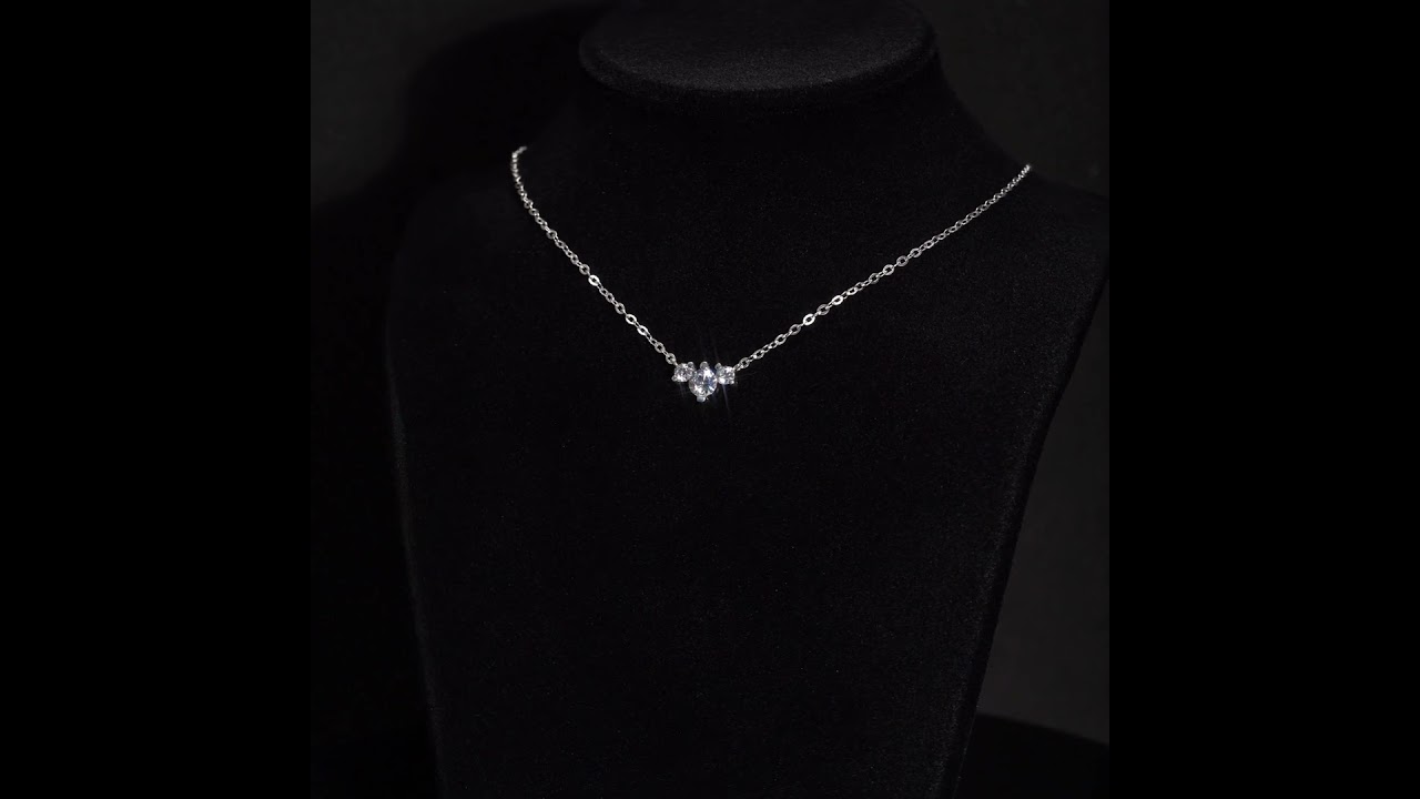 Dây chuyền bạc DCJ13 ba viên đá S925 ChariotJewelry