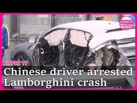 Chinese driver arrested after Lamborghini causes multi-vehicle accident in snowy Tokyo