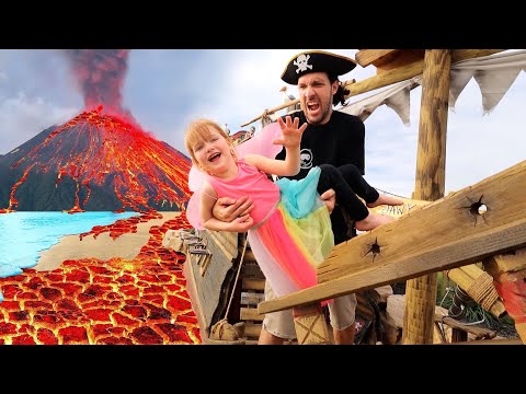 PiRATE iSLAND is under LAVA!!  Beach Prison Escape from Pirates!!  fairy Adley & Mom save the day 🧚