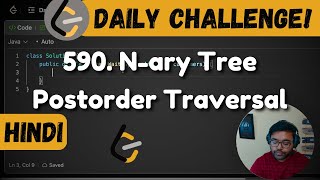 YouTube video '590. N-ary Tree Postorder Traversal | trees | Leetcode Daily Challenge | DSA | Hindi'