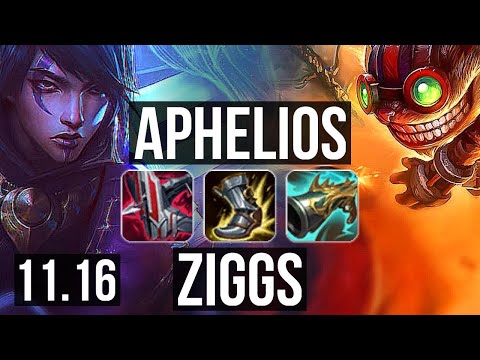 APHELIOS & Thresh vs ZIGGS & Leona (ADC) | Rank 4 Aphelios, 13/2/5, Godlike | KR Challenger | v11.16