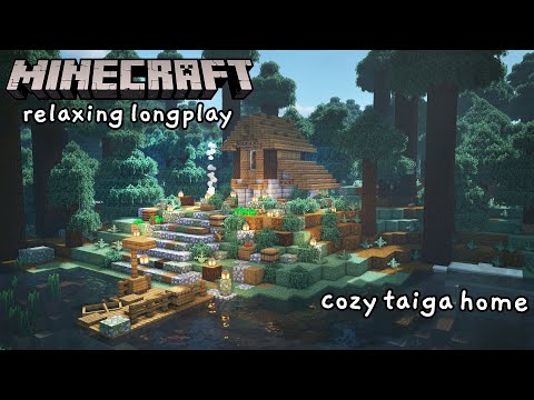 Minecraft Relaxing Longplay - Building a Cozy Taiga Spruce Home on the River (No Commentary) [1.17]