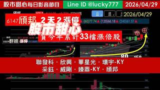0429【甜心盤後節目】賀今年累計33檔長輩股！聯發科．欣興．華星光．環宇-KY．采鈺．威剛．臻鼎-KY．頎邦