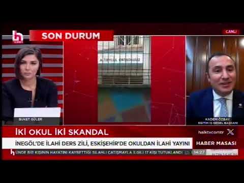 Genel Başkanımız Kadem Özbay, okullarda teneffüs zillerinde ilahi ve bir siyasi partinin seçim şarkısının çalınmasını, liyakatsiz okul yöneticilerinin yaptığı uygulamalarla ilgili Halk Tv`de açıklamalarda bulundu. | EĞİTİM İŞ