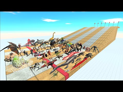 Speed ​​race with all ARBS units. Slope course! - Animal Revolt Battle Simulator