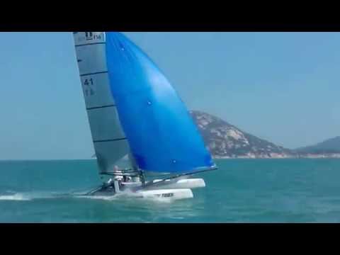 Tymek and Oskar Nacra 16 practise in Hong Kong December 2016