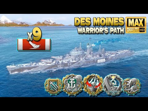 Cruiser Des Moines: 9 ships destroyed (zoom warning) - World of Warships