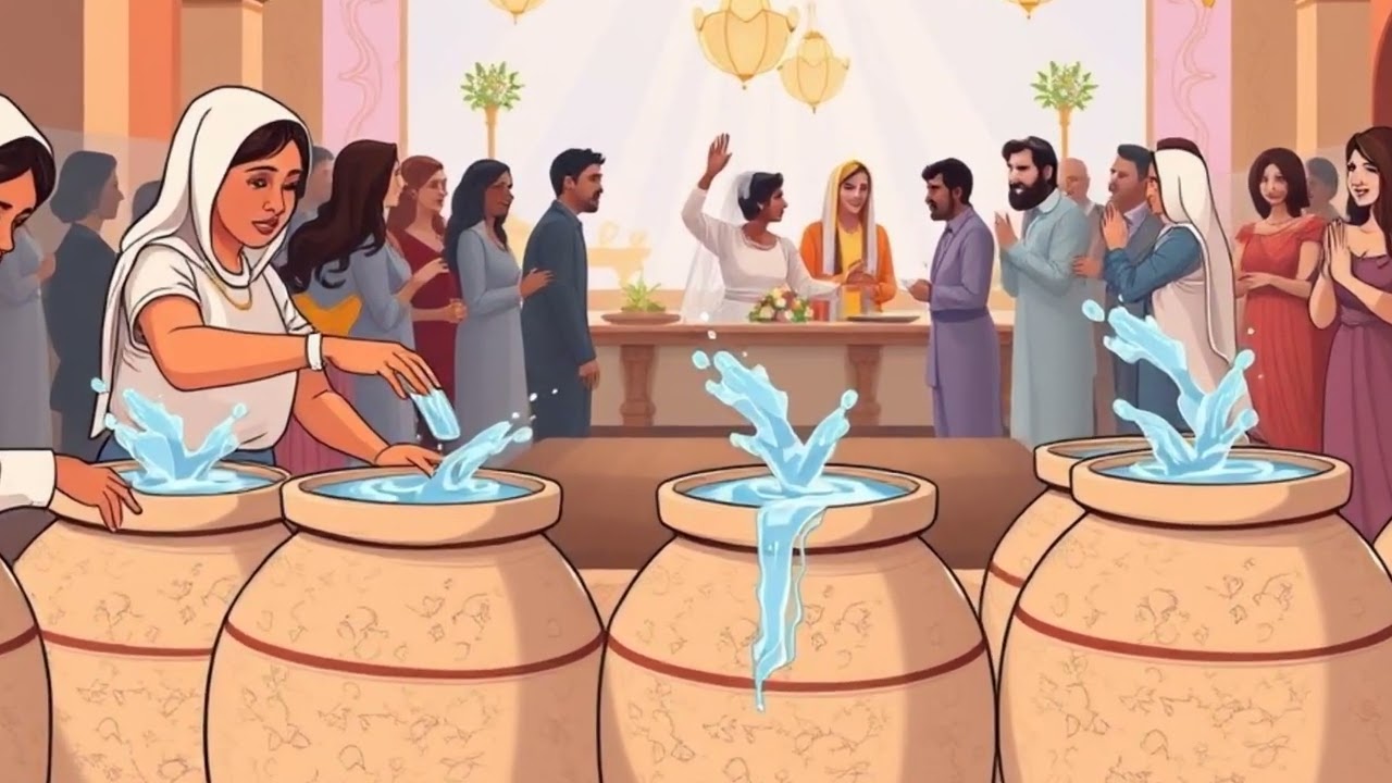 História bíblica infantil: o primeiro milagre de jesus nas bodas de Caná