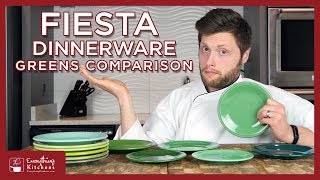 Fiesta Dinnerware Green Comparison - Meadow, Vintage Sea Mist, Chartreuse p86, Evergreen, Shamrock