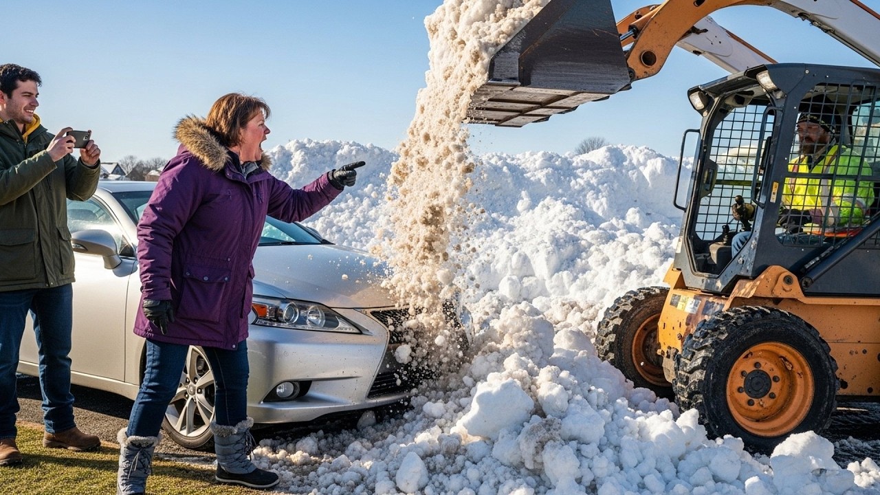 HOA Blocked My Driveway With Snow Berm, So I Hired Loader To Push It Into Their Parking Lot