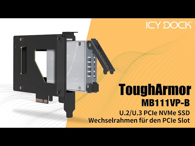 Vídeo relacionado con ICY DOCK Tarjeta adaptadora PCIe ToughArmor MB111VP-B, Adaptador SSD NVMe U.2/U.3 con Rack móvil, para SSD PCIe 4.0 NVMe U.2/U.3 en Ranura PCIe x4 / x8 / x16
