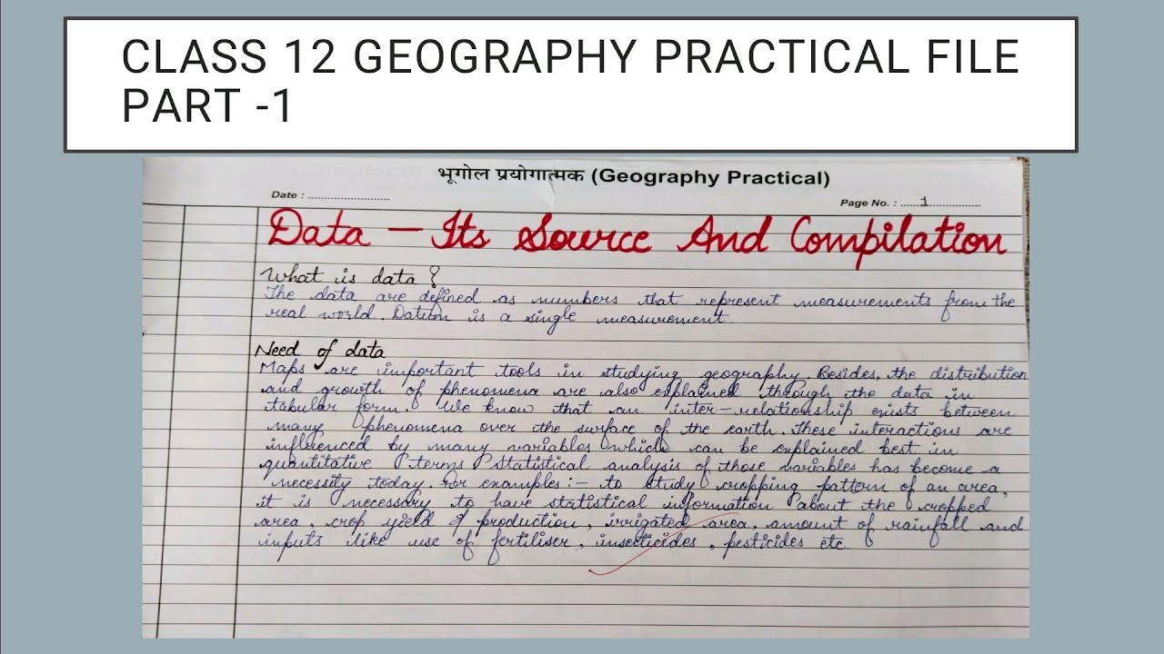 geography class 12 practical file unit -1(Data -its source and compilation) #practical #youtube