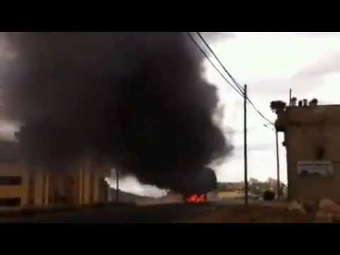 احتراق جيب عسكري وانقلابه في خرسا جنوب الخليل