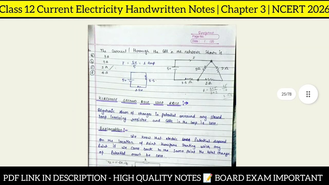 Current Electricity Mr Sir | Class 12 Physics | Handwritten Notes for NEET & JEE 2026