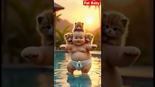 Fat Baby Dancing With Cute Kitten Cats #baby #duck #chicken #aigenerated #shorts #Trending #youtube