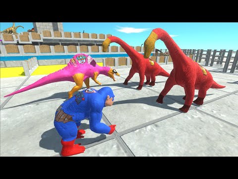 2X IRON MAN BRACHIO vs PAW PATROL SPINO vs CAPTAIN AMERICA GORO - Animal Revolt Battle Simulator