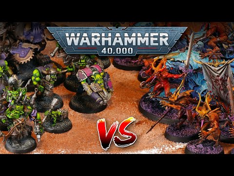 Orks vs Khorne Daemons: Warhammer 40k DEATHMATCH Game 1