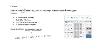 Example Calculating Gross Income from Net Income 1