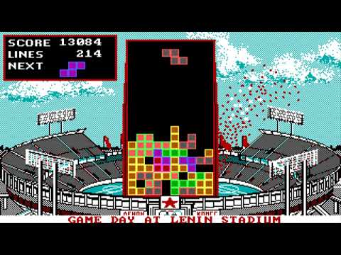 Original Tetris play on IBM PC XT (PCem)