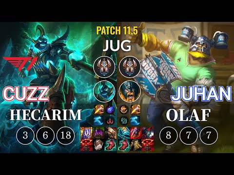 T1 Cuzz Hecarim vs Juhan Olaf Jungle - KR Patch 11.5